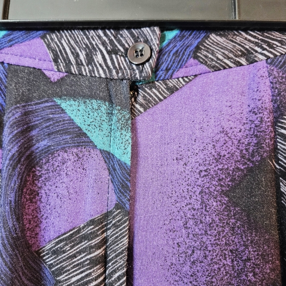 Vintage 80s Flowy Midi Skirt Geometric Print XS/S - Picture 8 of 12